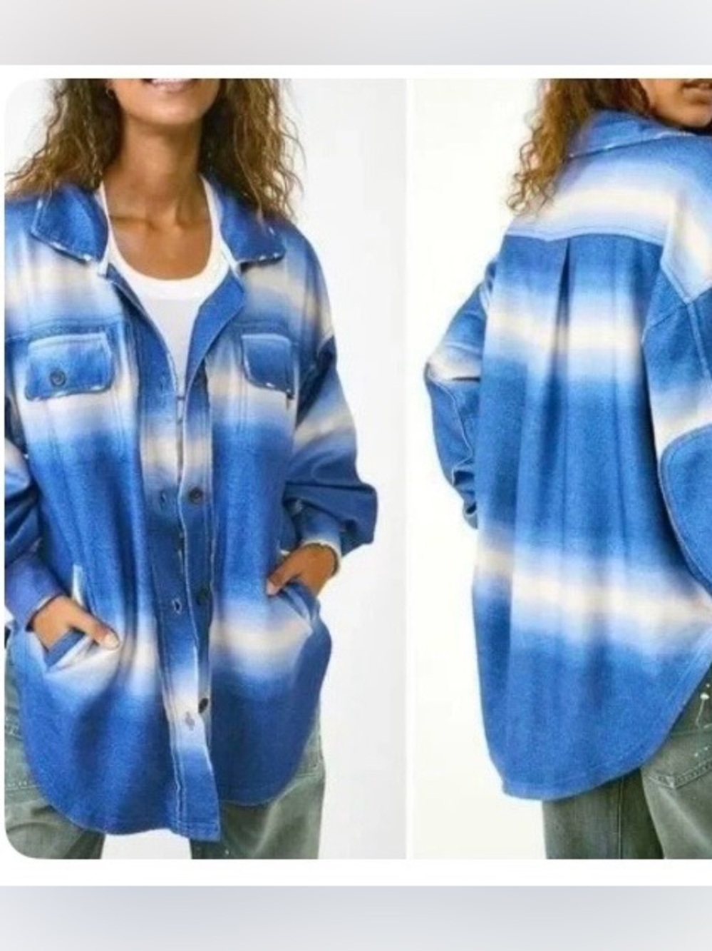 Free People Printed Ruby Jacket Deep Sea Combo